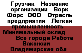 Грузчик › Название организации ­ Ворк Форс, ООО › Отрасль предприятия ­ Легкая промышленность › Минимальный оклад ­ 24 000 - Все города Работа » Вакансии   . Владимирская обл.,Муромский р-н